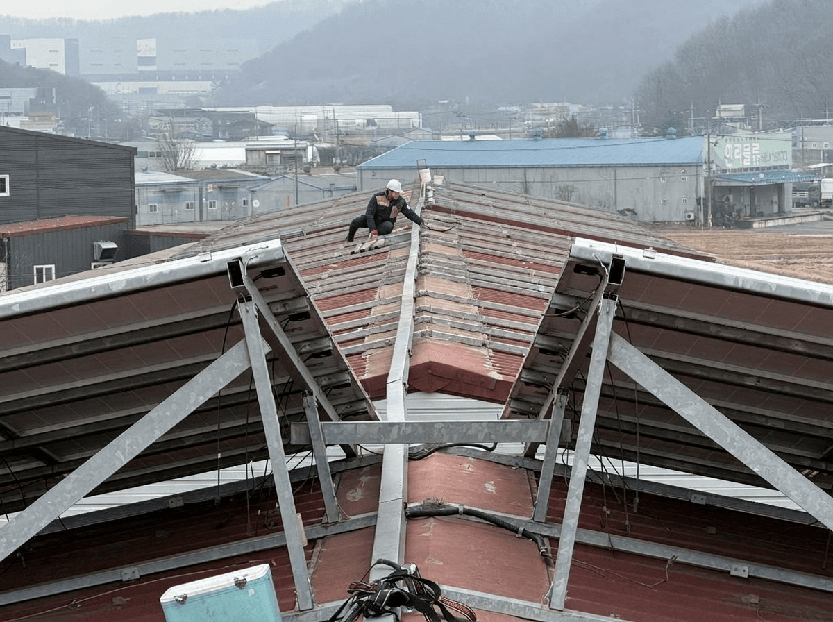 경기 용인 옥상 태양광 접속반·인버터 포함 일괄 철거 작업 중 1